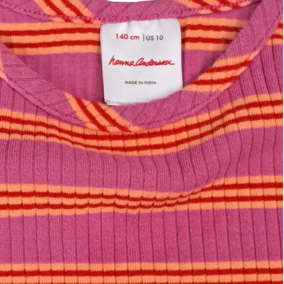 Hanna Andersson Ribbed Pink And Orange Striped Tank Top Size 10 - Picture 4 of 5